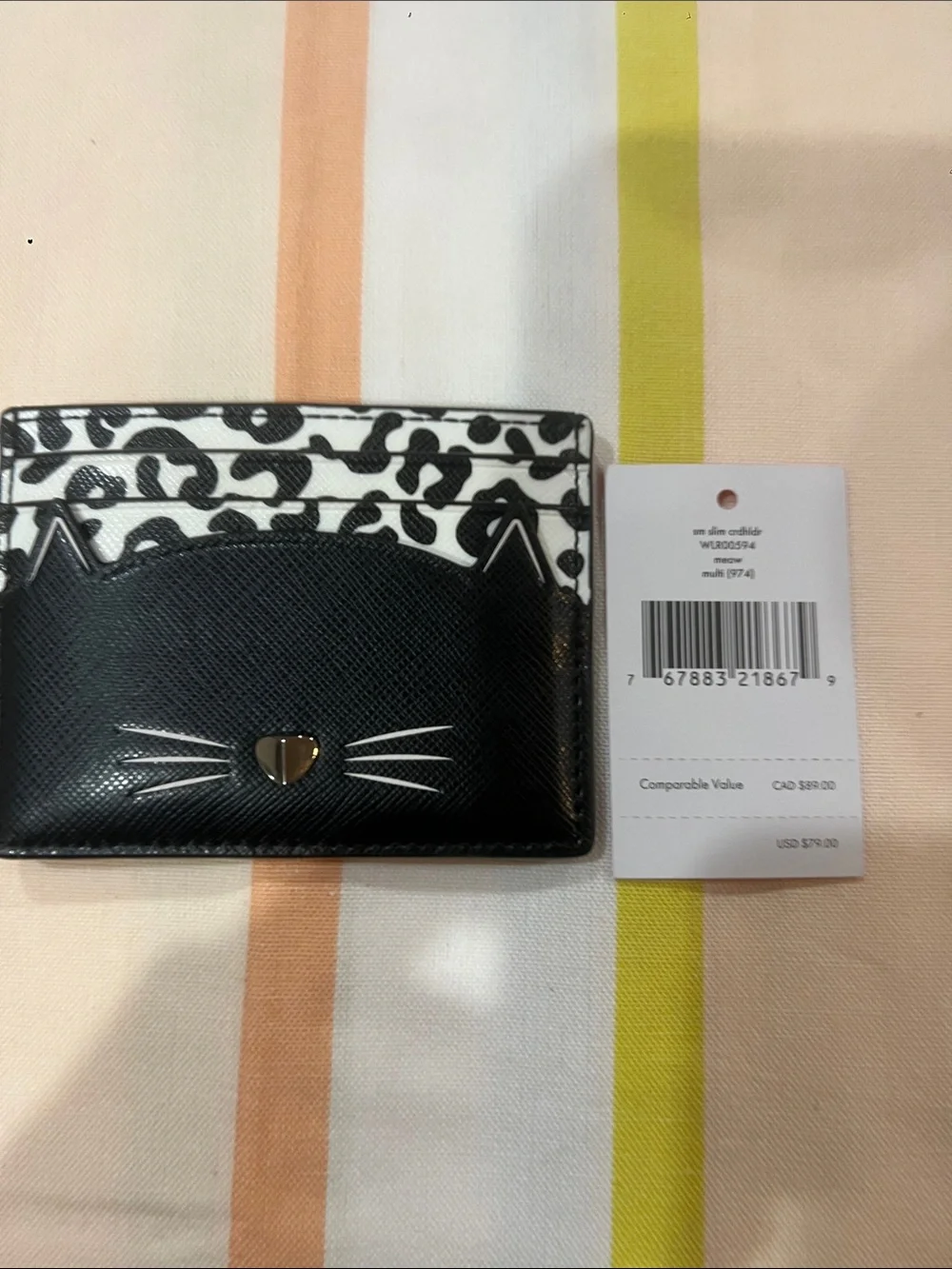 kate spade Black & White Leopard Accent Card Case